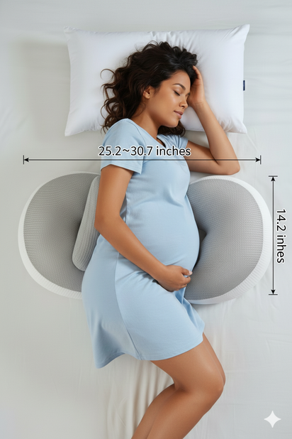 Aura Mother Pregnancy Wedge Pillow for Belly, Back & Hip Support – Washable Cover
